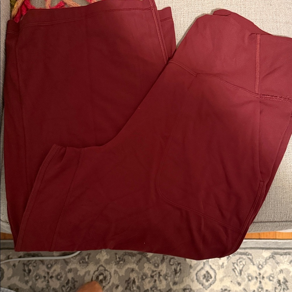 lululemon athletica Burgundy Wide Leg Cropped Yoga Pants - like new!